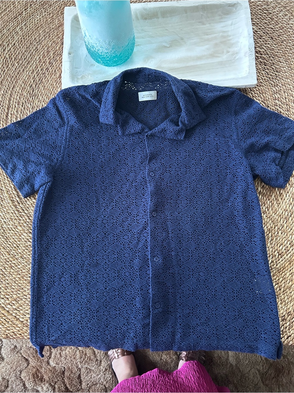 Saturdays New York City Navy Short-Sleeve Button Shirt